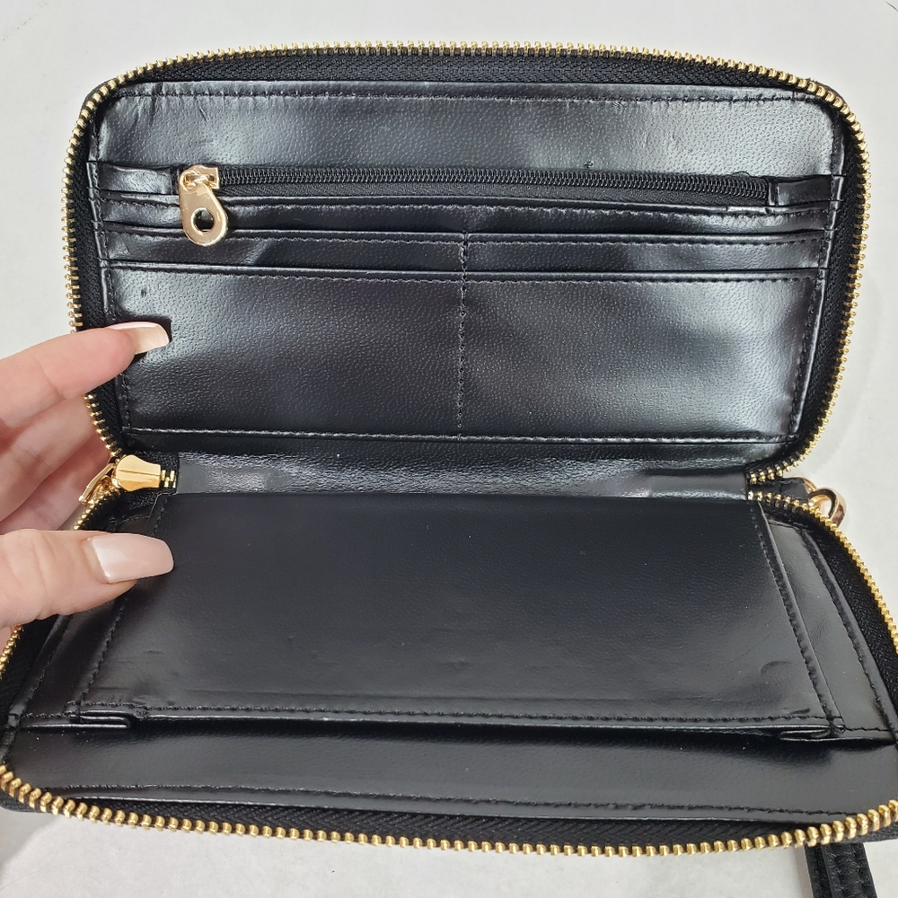 Dune London Wallet Wristlet, Leopard Print, Calf Hair, Strap, Gold Hardware - Picture 3 of 10